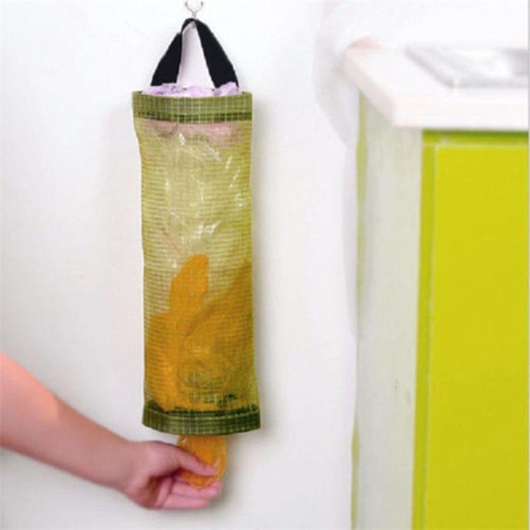 Home Grocery Bag Holder Wall Mount Storage Dispenser Plastic Kitchen Organizer(Black)