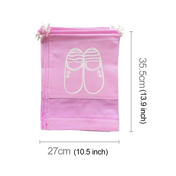 10 PCS D-POCKET Non-Woven Drawing Belt Shoe Pouch,Small Size(Pink)