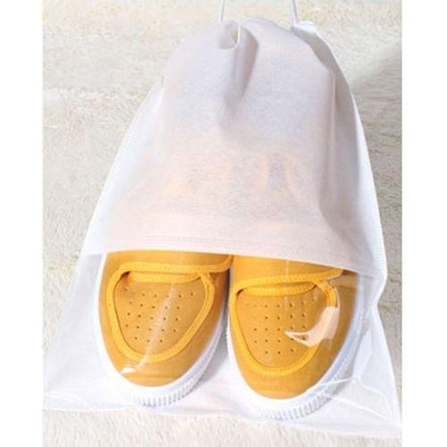 10 PCS Waterproof Shoes Storage Bag Pouch Portable Travel Organizer Drawstring Bag Cover Non-Woven Organizer, Size:32x44cm(White)