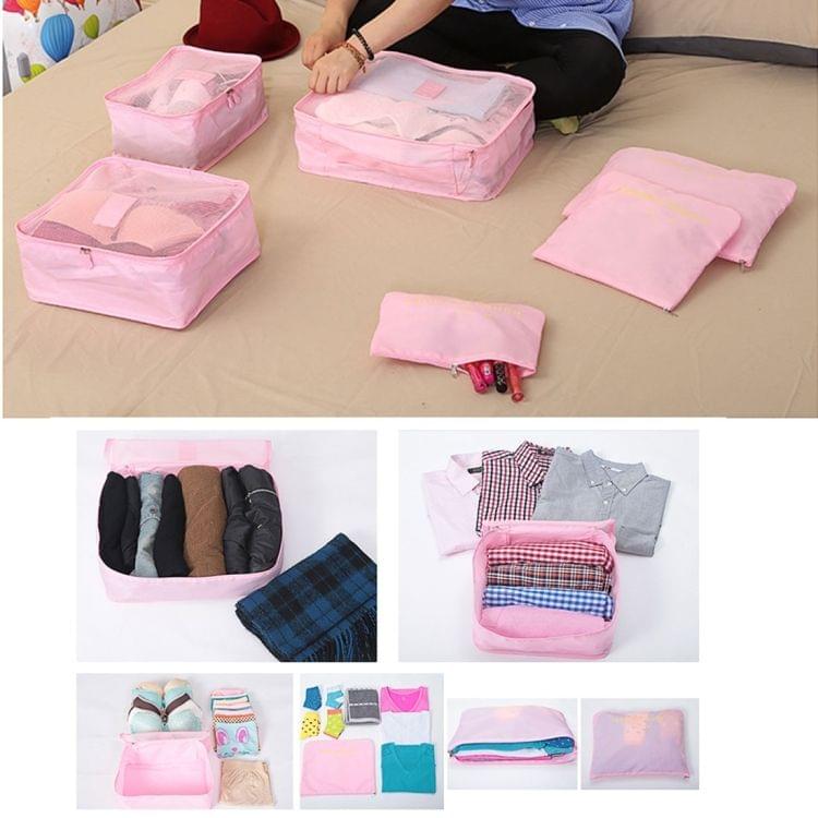 6 in 1 Outdoor Traveling / Household Clothing Storage Bag Included Six Pieces Suit(Red)