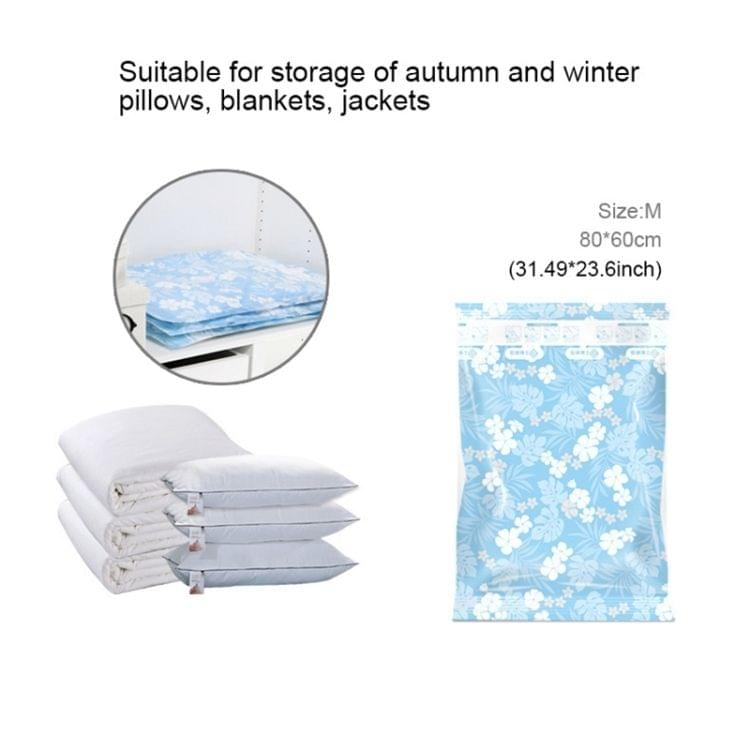 Space Saving Orchids Pattern Vacuum Storage Bag, Thinken Quilts Clothing Vacuum Seal Storage Bag, Size: 60*80 cm