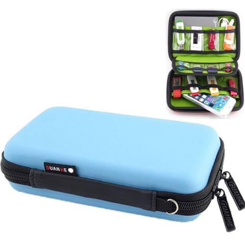 Portable Multi-function EVA Material Digital Device Travel Storage Bag for Phone / Power Bank / USB Disk / SD Disk / PSP Console, Internal Size: 16.5*9.5*3.8cm(Blue)