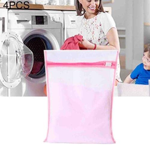 4 PCS Thickening Coarse Mesh Laundry Bag Suit Polyester Washing Mesh Bag, Size: L, 50*60cm (Pink)
