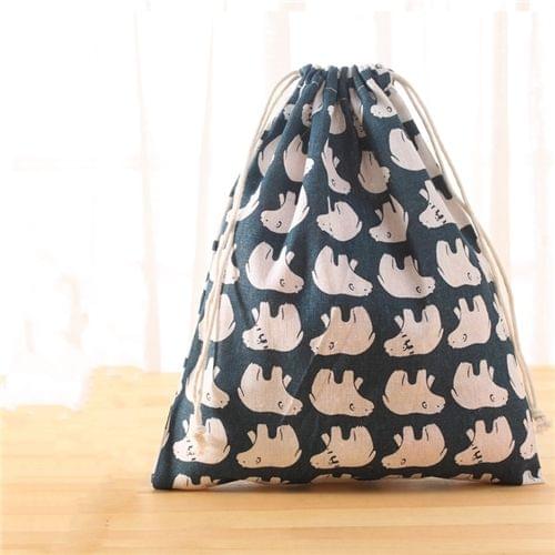 Reusable Shopping Bag Printing Unisex Foldable Cotton Drawstring Storage Bag, Size:S(Polar bear)