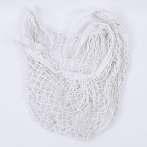 2 PCS Mesh Shopping Bag Reusable String Fruit Storage Handbag Totes Women Shopping Mesh Net Woven Bag Shop Grocery Tote Bag(White)