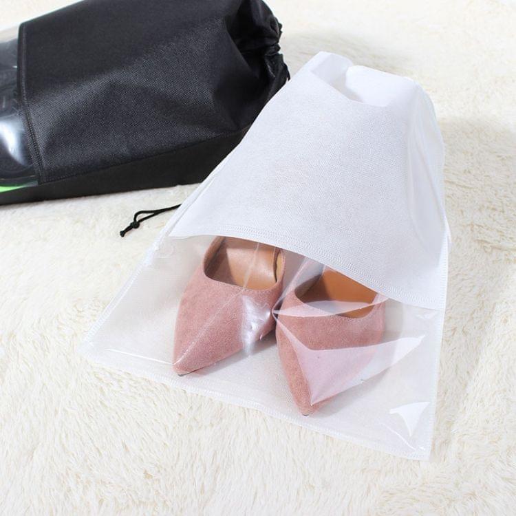 10 PCS Waterproof Shoes Storage Bag Pouch Portable Travel Organizer Drawstring Bag Cover Non-Woven Organizer, Size:32x44cm(Black)