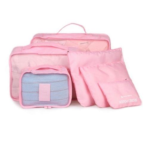 6 in 1 Outdoor Traveling / Household Clothing Storage Bag Included Six Pieces Suit(Pink)