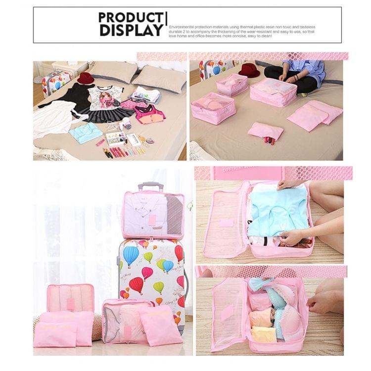 6 in 1 Outdoor Traveling / Household Clothing Storage Bag Included Six Pieces Suit(Pink)