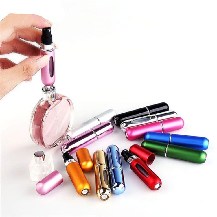 Portable Mini Aluminum Refillable Perfume Bottle Spray Empty Cosmetic Containers Atomizer, Capacity:5ml(Black)
