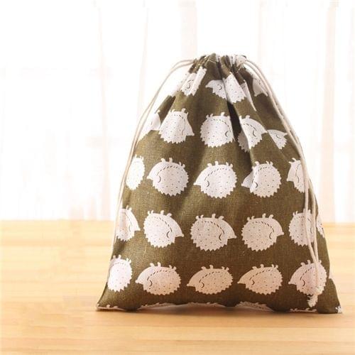 Reusable Shopping Bag Printing Unisex Foldable Cotton Drawstring Storage Bag, Size:S(Hedgehog)