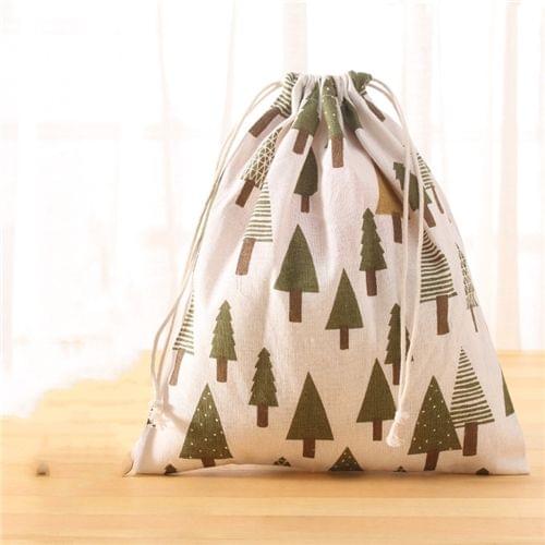 Reusable Shopping Bag Printing Unisex Foldable Cotton Drawstring Storage Bag, Size:L(Forest)