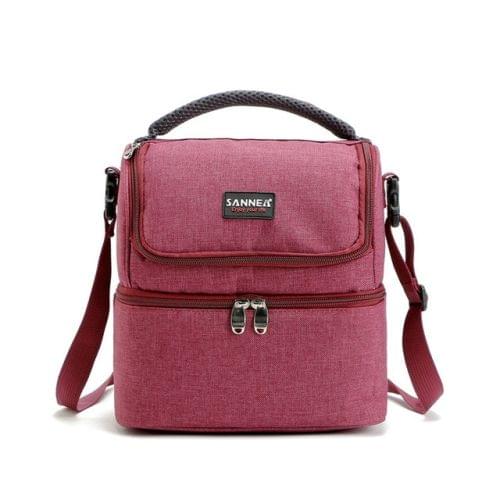 Outdoor Travel Lunch Bag Aluminum Film Insulation Bag Picnic Bag(Wine Red)