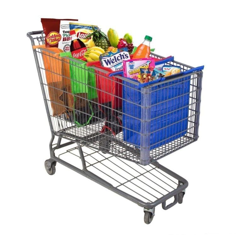 4 PCS / Set Supermarket Trolley Bags Non-Woven Portable Shopping Bags