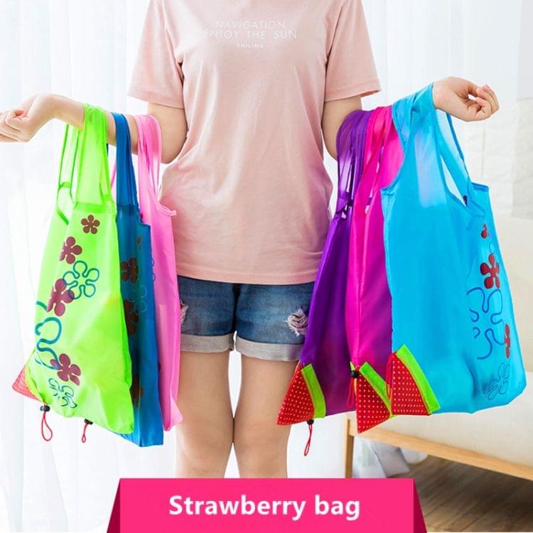 2 PCS Creative Strawberry Shopping Reusable Folding Reusable Grocery Shopping Bag(Green)