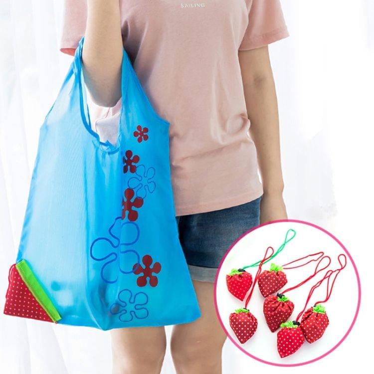 2 PCS Creative Strawberry Shopping Reusable Folding Reusable Grocery Shopping Bag(Green)