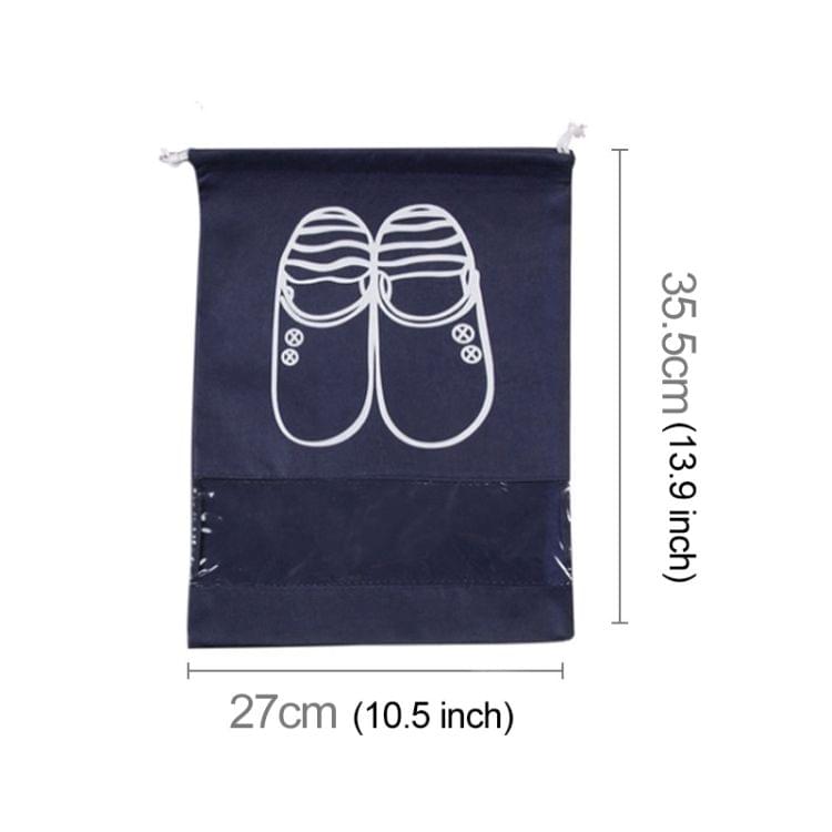 10 PCS D-POCKET Non-Woven Drawing Belt Shoe Pouch,Small Size(navy)