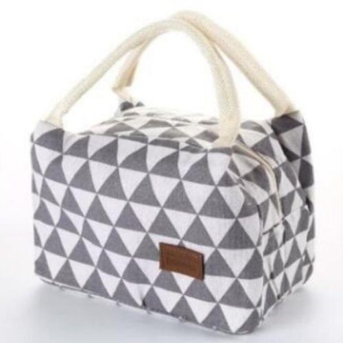 Cotton Linen Fashion Insulation Waterproof Portable Lunch Bag Insulation Bag Insulation Package(Gray triangle)