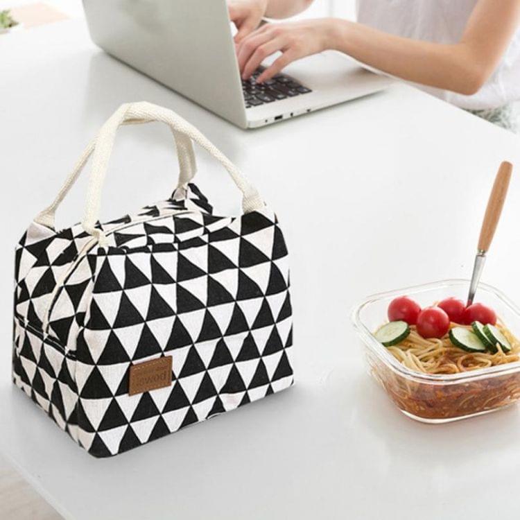 Cotton Linen Fashion Insulation Waterproof Portable Lunch Bag Insulation Bag Insulation Package(Gray triangle)