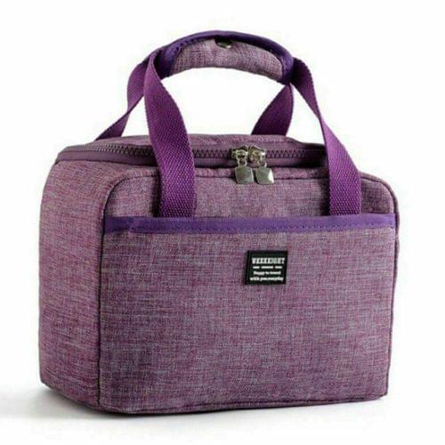 2 PCS Waterproof Lunch Bags Oxford Travel Necessary Picnic Pouch Dinner Box Food Case(Purple)