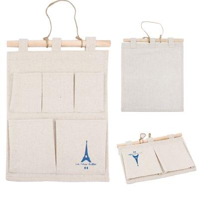 Eiffel Tower Pattern Storage Jute Wall Bags Can be Hung , Size: 31 x 25cm (Blue)