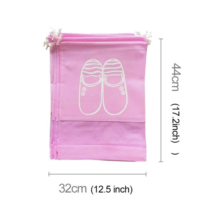 10 PCS D-POCKET Non-Woven Drawing Belt Shoe Pouch,Large Size(Pink)