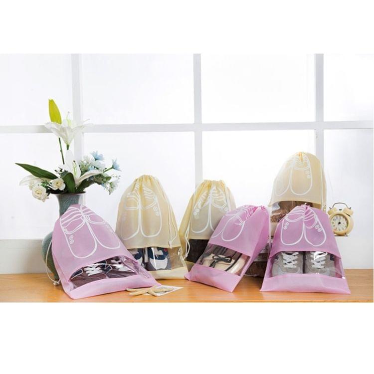 10 PCS D-POCKET Non-Woven Drawing Belt Shoe Pouch,Large Size(Pink)