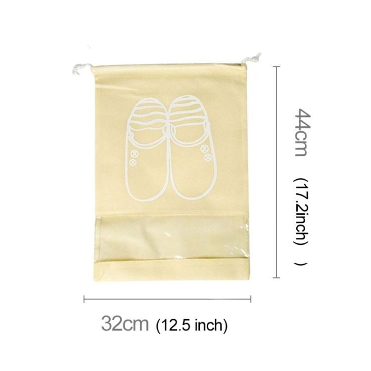 10 PCS D-POCKET Non-Woven Drawing Belt Shoe Pouch,Large Size(Beige)