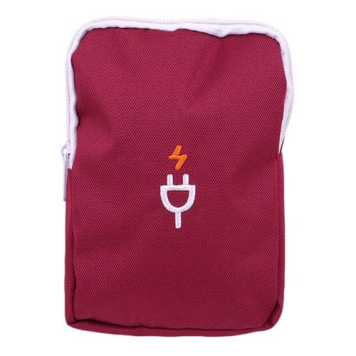 2 PCS Digital Bag Data Lines Power Bank Package Portable Multi-function Travel Storage Bag(Wine red)