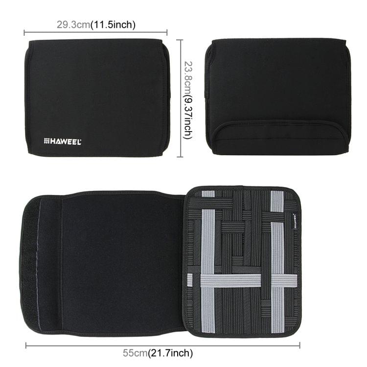 HAWEEL 10 inch Tablet Wrap Organizer Neoprene Digital Storage Pocket Bag(Black)