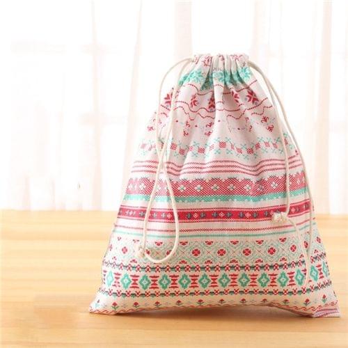 Reusable Shopping Bag Printing Unisex Foldable Cotton Drawstring Storage Bag, Size:M(folk-custom)