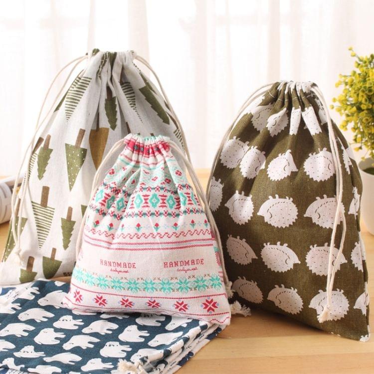 Reusable Shopping Bag Printing Unisex Foldable Cotton Drawstring Storage Bag, Size:M(folk-custom)