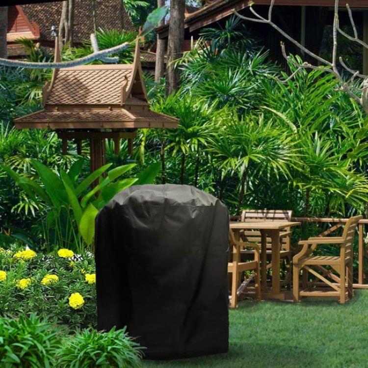 Outdoor Anti-UV Waterproof Dust-proof 210D Oxford Cloth BBQ Circle Protective Bag Charcoal Barbeque Grill Cover, Size: 58x77cm (Black)