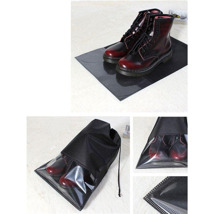10 PCS Waterproof Shoes Storage Bag Pouch Portable Travel Organizer Drawstring Bag Cover Non-Woven Organizer, Size:27x36cm(Black)