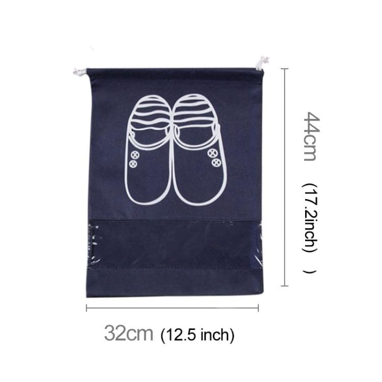 10 PCS D-POCKET Non-Woven Drawing Belt Shoe Pouch,Large Size(Navy Blue)