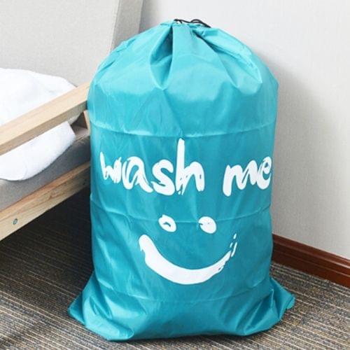 Home Quilt Clothes Travel Nylon Draw Cord Smile Face Pattern Arrange Storage Bag (Blue)