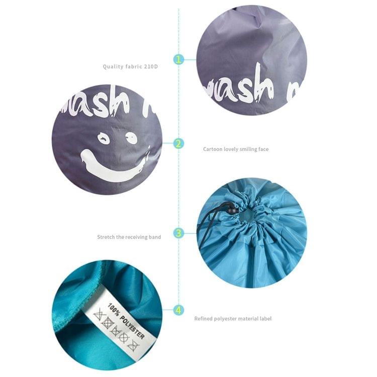 Home Quilt Clothes Travel Nylon Draw Cord Smile Face Pattern Arrange Storage Bag (Blue)
