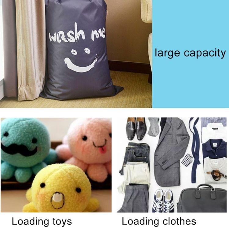 Home Quilt Clothes Travel Nylon Draw Cord Smile Face Pattern Arrange Storage Bag (Blue)
