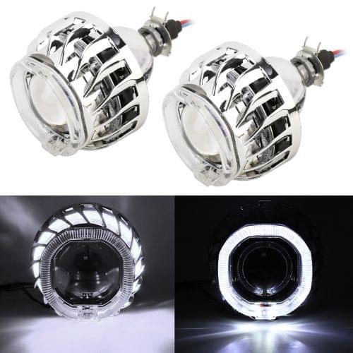 IPHCAR F2S 2 PCS H1 2.5 inch 12V Double Light Bi-Xenon Projector Lens Headlight with Light Bulb for Left Driving (White Light)