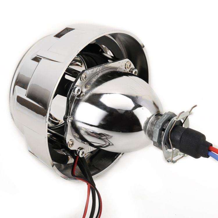 IPHCAR M99 2 PCS H1 2.5 inch 12V Double Light Bi-Xenon Projector Lens Headlight with Light Bulb for Right Driving (Red Light)