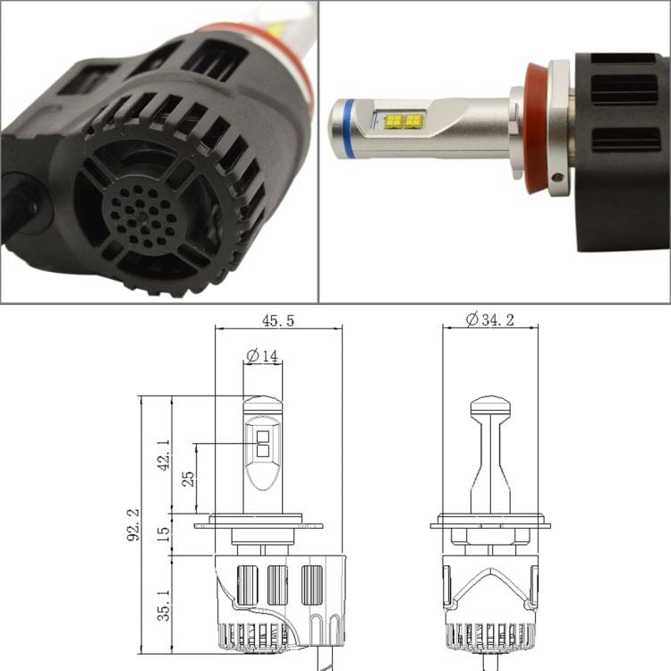 2 PCS ZY-H8/H11JGDP6-55W Philips MZ 5200LM 6000K White Light Car LED Head Lamp with Driver, DC 11-30V