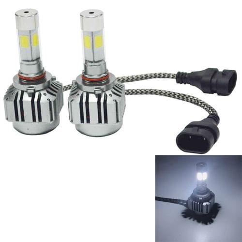 2 PCS  V8 H10/9005 36W 4800LM 6000K White Light Car 4 COB LEDs Headlight Kit, DC 12-24V