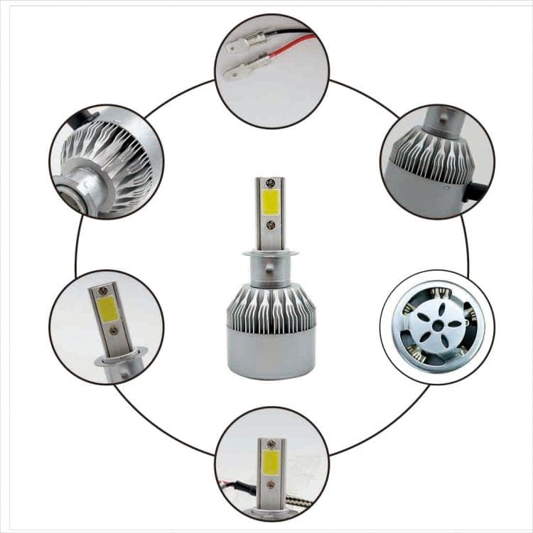 2 PCS C9 H3 18W 1800LM 6000K Waterproof IP68 Car Auto LED Headlight with 2 COB LED Lamps, DC 9-36V(White Light)