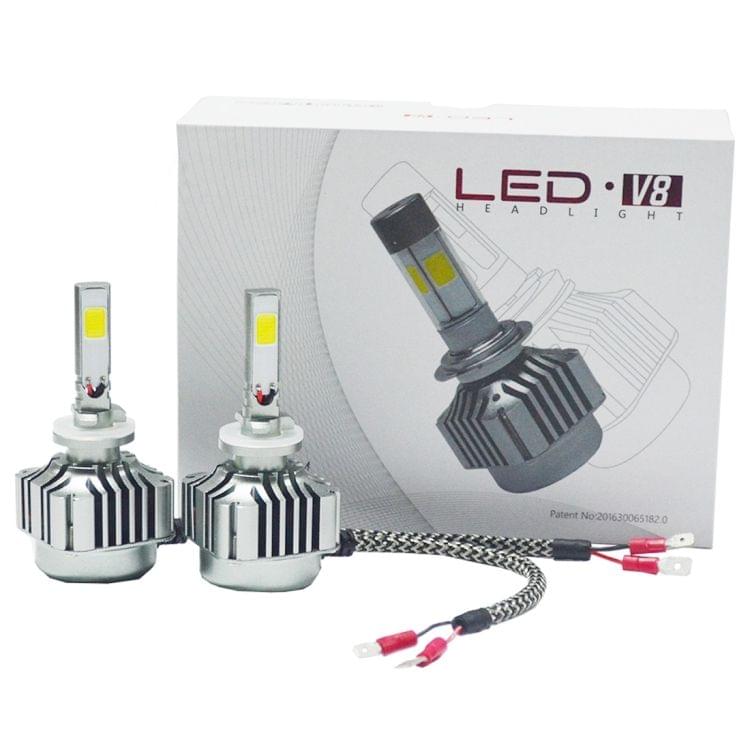 2 PCS WEIYAO V8 H27 36W 4800LM 6000K White Light Car 2 COB LEDs Headlight Kit, DC 12-24V