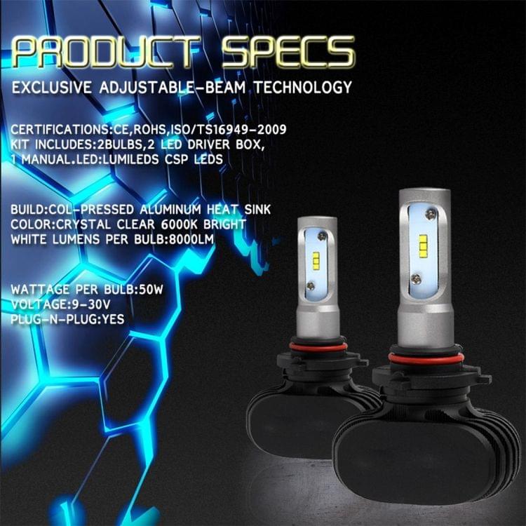 2 PCS 9006 IP65 Waterproof White Light 6 CSP LED Car Headlight Bulb,  9-36V / 18W, 6000K / 2000LM