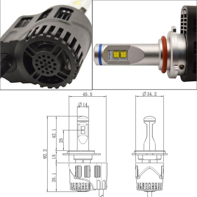 2 PCS ZY-HB4JGDP6-55W Philips MZ 5200LM 6000K White Light Car LED Head Lamp with Driver, DC 11-30V