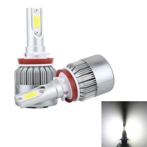 2 PCS H8/H9/H11 18W 1800 LM 6000K IP68 Casnbus Constant Current Car LED Headlight with 2 COB Lamps, DC 9-36V(White Light)