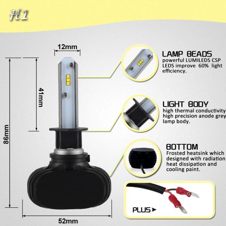 2 PCS H1 IP65 Waterproof White Light 6 CSP LED Car Headlight Bulb,  9-36V / 18W, 6000K / 2000LM