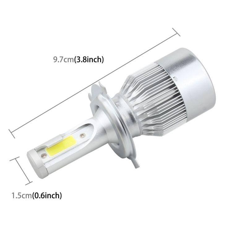 2 PCS  H4 18W 1800 LM 6000K IP68 Canbus Constant Current Car LED Headlight with 2 COB Lamps, DC 9-36V(White Light)