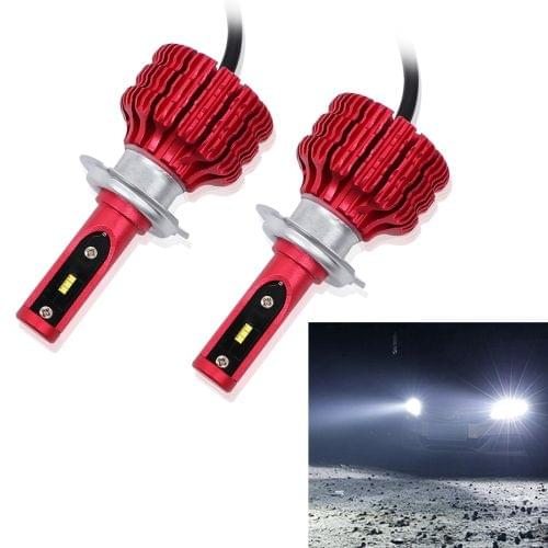 2 PCS X9 H7 18W 1800LM 6000K White Light 6 JES2016 LED Car Headlight Lamps, Red Shell, DC 10-30V