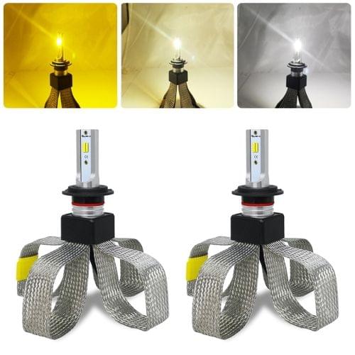 2 PCS T9 H7 9-36V / 25W / 3000K 4300K 6000K / 3000LM IP68 Car Triple Color LED Headlight Lamps